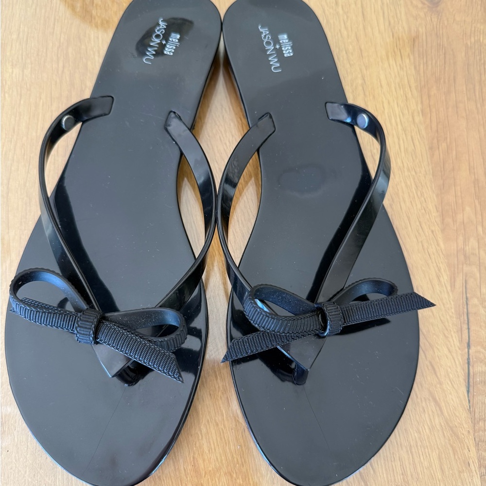 Melissa Glossy Black Bow Sandals